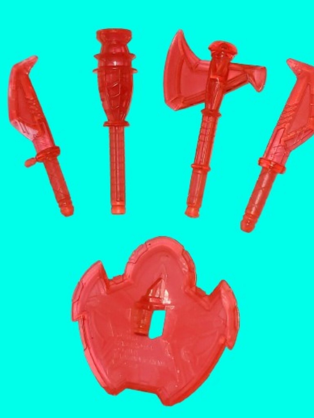 The LAST KNIGHT TRANSFORMERS WEAPONS LOT: AXE, MACE, SHIELD, SWORD